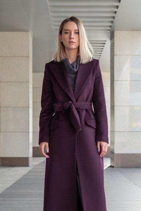 Purple Coat Outfit Winter, Purple Coat Outfit, Purple Wool Coat, Coat Outfits For Women, Wool Coat Outfit, Coat Outfit Winter, Lady Lawyer, Women Winter Coat, Winter Coat Outfits