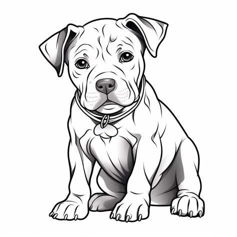 Staffy Tattoos, How To Draw Dogs, Draw Dogs, Dog Stencil, Line Ideas, Dog Outline, Pitbull Art, Puppy Coloring Pages, Fun Coloring Pages