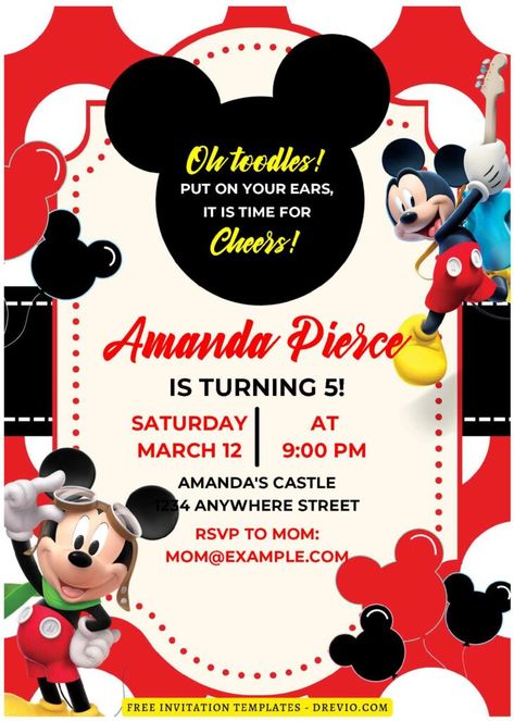 Toodles Mickey Mouse, Free Mickey Mouse Printables, Mickey Mouse Birthday Invitation, Invitation Mickey Mouse, Mickey Mouse Printables, Mickey Invitations, Mickey Mouse Birthday Invitations, Mickey Mouse Invitation, Mickey Mouse Invitations