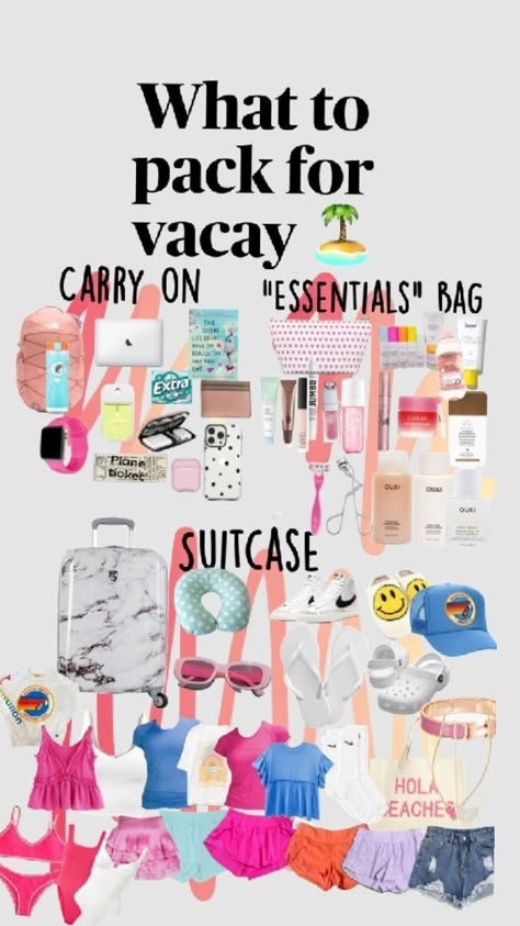 Things To Pack In Suitcase, Road Trip Supplies, Sleepover Packing, Trip Supplies, Sleepover Packing List, Road Trip Stuff, Airport Essentials, Trip Necessities, Summer Bag Essentials