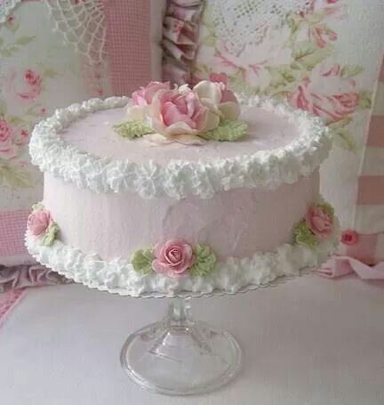 Sweet Pink Rose Cake, Super Torte, Vintage Pasta, Shabby Chic Cakes, Cupcakes Decorados, Birthday Stuff, Fake Cake, Simple Wedding Cake, Pretty Birthday Cakes