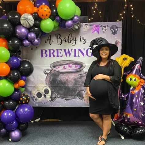 A Baby Is Brewing Gender Reveal Ideas Halloween, Somethings Brewing Halloween Baby Shower Ideas, I Smell A Child Baby Shower Theme, Baby Shower Halloween Theme Boy, A Baby Is Brewing Halloween Baby Shower Ideas, A Baby Is Brewing Gender Reveal, Halloween Gender Reveal Decorations, Hocus Pocus Baby Shower Theme, Spooky Gender Reveal Ideas