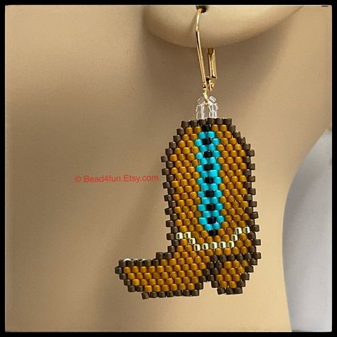 Western Cowgirl Boots Beaded Earring, Western Fashion, Western Accessories, Rodeo Event, Cowgirl Style, Western Gift for Her, Bead4fun - Etsy Rodeo Events, Western Gifts, Western Apparel, Western Accessories, Cowgirl Jewelry, Beaded Earring, Jewelry Gift Ideas, Western Theme, Western Cowgirls