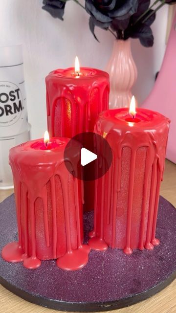 Frost Form® on Instagram: "Vampire Candle Cakes🧛🏻‍♀️🩸

Make these Candle Cakes with our 3-inch Frost Form Kit for your Halloween Party this year and you are sure to amaze your guests!! 😎 (Obviously just be sure to blow out the candles and let the wax harden before carefully removing them)

We dyed some Caramel Sauce with red gel coloring to make the perfect bloody filling 🤭

www.frostform.com

Video by @pinkaliciouscakes" Vampire Candle, Candle Cakes, Frost Form, Shaped Cakes, Candle Cake, Blow Out, Caramel Sauce, Cake Cake, Gel Color