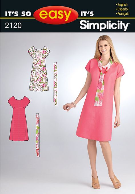 Purchase Simplicity 2120 MIsses dress and scarf and read its pattern reviews. Find other Dresses, Accessories, sewing patterns. Simplicity Sewing Patterns Dresses, Scarf Sewing, Dress And Scarf, Scarf Sewing Pattern, Simple Dress Pattern, Simplicity Patterns Dresses, Tunic Sewing Patterns, New Look Patterns, Easy Dress Sewing Patterns