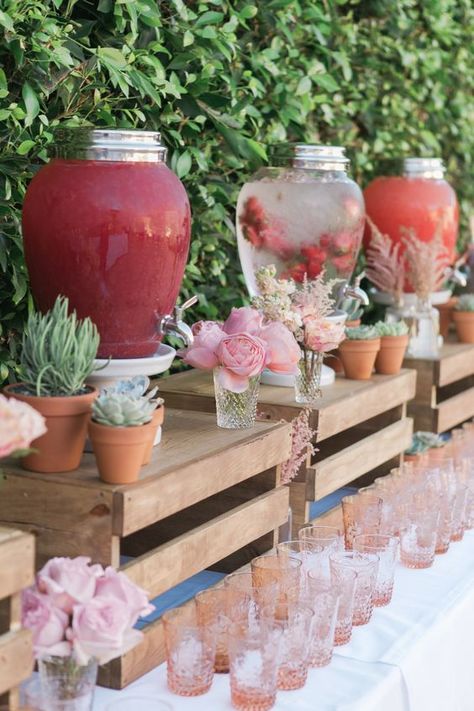 PINK AND GREEN SUMMER SOLSTICE TABLE SETTING - The Social Kitchen Wedding Shower/reception, Breakfast Drinks For A Crowd, Rustic Romantic Bridal Shower Ideas, Bright Boho Party, Pink Flower Party Decorations, Simple Fall Wedding Reception Ideas, Garden Party Hats For Women, September Garden Party, Unique Party Decorations