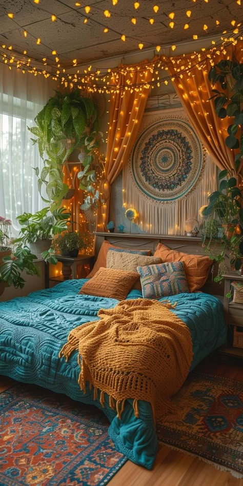 Bedroom With Plants, Boho Style Bedroom, Bedroom Vibes, Dekorasi Kamar Tidur, Bohemian Bedroom Decor, Cozy Room Decor, Boho Room, Bohemian Bedroom, Apartment Decor Inspiration