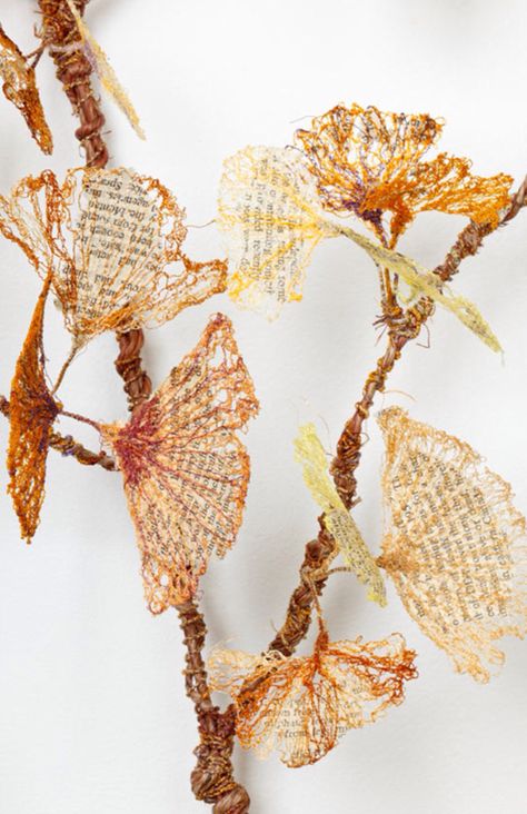 Lisa kokin- amnesia detail Lisa Kokin, Silent Spring, Tea Bag Art, Gingko Leaves, Thread Art, Handmade Books, Text Art, Detail Art, Art Textile