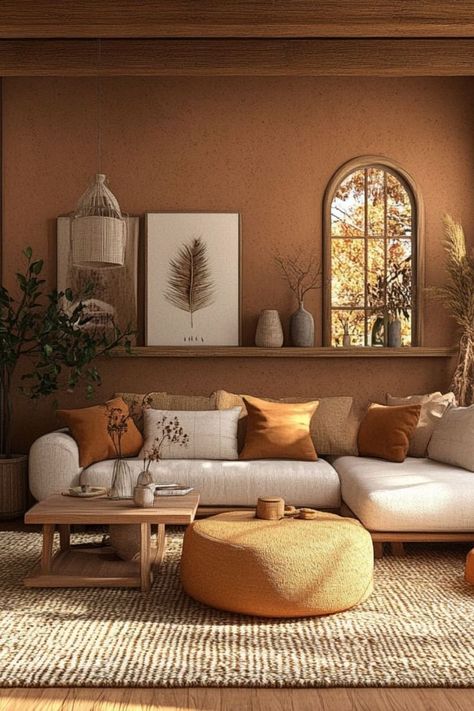 Add artistic sculptural furniture to elevate your modern space. #SculpturalFurniture #ModernDecor #ArtisticStyle Earth Colors Living Room, Earth Toned Home, Earthy Lounge, Earth Tone Interior Design, Interior Design Earthy, Earthy Boho Living Room, Earth Tones Living Room, Home Decor Earth Tones, Earthy Homes