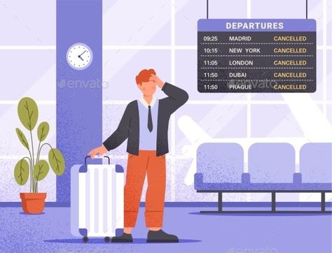 Cancelled Flight Concept Flight Schedule, Cancelled Flight, At Airport, Flight