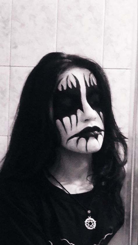 "Metallic Marvels: Shimmer and Shine in 2023" #MetallicMakeup #ShimmerAndShine #GlamorousMetal #ChromeBeauty Black Metal Makeup, Corpse Paint Ideas, Corpse Makeup, Black Metal Fashion, Metal Makeup, Corpse Paint, Black Metal Art, Goth Metal, Swag Makeup