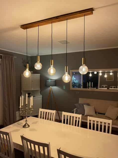 Modern Living Room Lighting Ideas, Hanging Lights In Living Room, Living Room Lamps Ceiling, Ceiling Hanging Lights, Lights Over Dining Table, Tiny Dining Rooms, Industrial Bedroom Design, Dining Room Light, Blue Living Room Decor