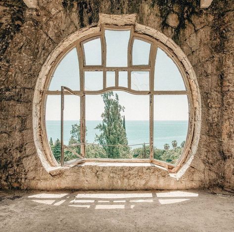 Steffan on Instagram: “Abandoned Art Nouveau castle, Abkhazia. Captured by @suspiciousminds #abandonedplaces #abandoned #abkhazia #window #view #sea #blacksea…” Stone Cottages, Live Painting, Window View, World Of Interiors, Nature Paintings, World Art, Abandoned Places, Art Nouveau, Georgia