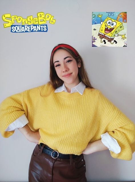 Spongebob Bounding, Spongebob Costume Ideas Women, Spongebob Outfit Ideas Women, Spongebob Party Outfit, Spongebob Costume Party, Spongebob Inspired Outfits, Spongebob Characters Costume, Spongebob Costume Women, Spongebob Outfit Ideas