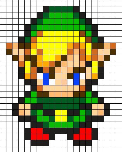 Zelda Perler Bead Patterns, Link Perler Beads, Link Pixel Art, Zelda Quilt, Zelda Pattern, Fuse Bead Patterns, Art Perle, Perler Art, Pixel Art Templates