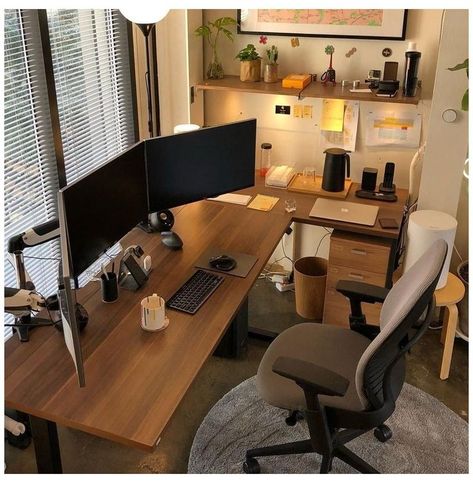 Small Office Setup, Home Office Set Up, Modern Home Offices, Kursi Bar, Home Studio Setup, Small Home Offices, Home Office Setup, Home Office Space, Office Setup