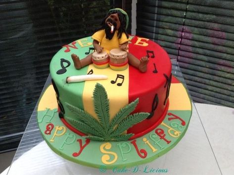 Rasta Cake, Bob Marley Cakes, Crazy Birthday Cakes, Bob Marley Birthday, Liquor Cake, Cake Rainbow, Inside Cake, Sweet Sixteen Birthday Party Ideas, Reggae Bob Marley