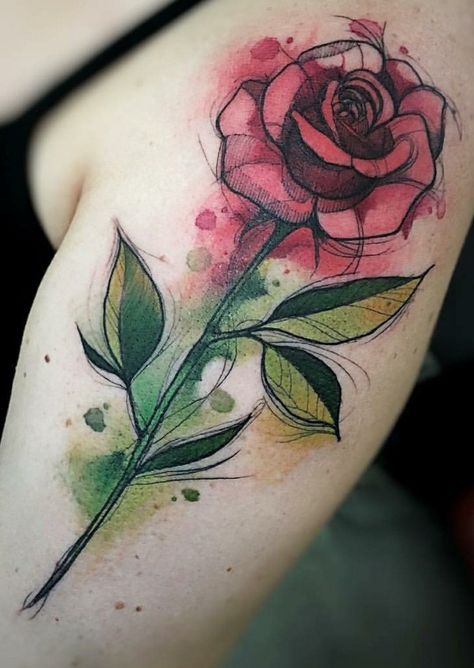 Pretty Flower Tattoos, Watercolor Rose Tattoos, Rose Drawing Tattoo, Rose Tattoos For Women, Flower Wrist Tattoos, Pretty Tattoos For Women, Tatuaje A Color, Rose Tattoo Design, Tattoo Project