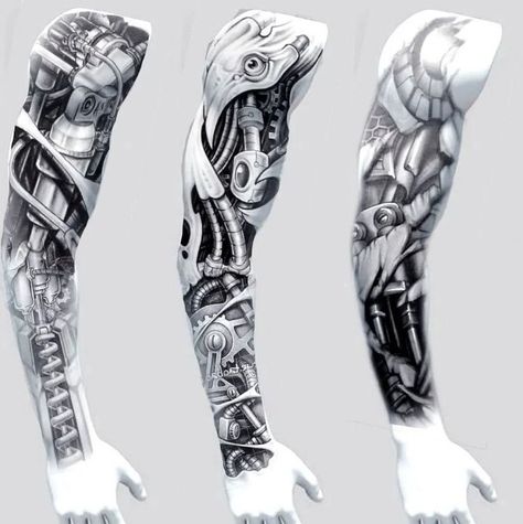 Realistic Tattoo Design, Biomech Tattoo, Biomechanical Tattoo Design, Robot Tattoo, Tatoo 3d, Full Hand Tattoo, Unique Tattoos For Men, Mechanic Tattoo, Biker Tattoos