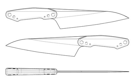 Knife Template, Knife Shapes, Knife Drawing, Knife Ideas, Knife Patterns, Handcrafted Knife, Knife Design, Cool Knives, Knife Set Kitchen