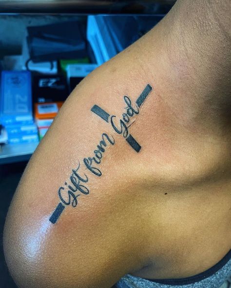 INKMILLI OFFICIAL on Instagram: “We’re all A Gift from God. ✝️ 🎁” A Gift From God Tattoo, God Gave Me You Tattoo, Women Of God Tattoos, Tatoos About God, Gift Of God Tattoo, Made By God Tattoo, All Glory To God Tattoo, God's Favorite Tattoo, Gods Masterpiece Tattoo