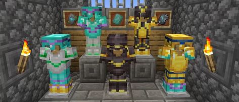 As part of the Minecraft Trails and Tales Update, a brand new feature has been added in the form of Armor Trims which can provide you with an even greater Minecraft Armor Trims, Minecraft Armor, Minecraft Java Edition, Armor Designs, Creative Photography Poses, Minecraft Java, Goat Horns, Pixel Color, Leather Armor