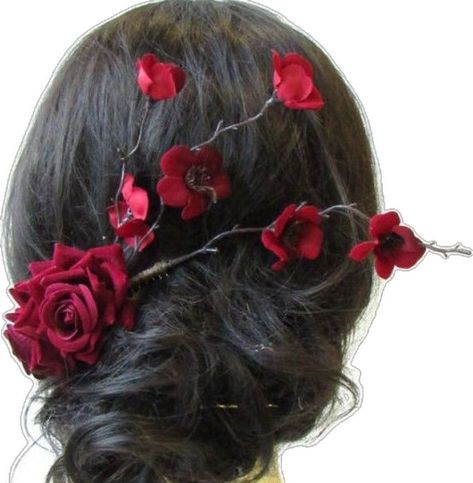 Sakura Hair, Hair Bridesmaids, Flower Sakura, Red Hair Accessories, Red Cherry Blossom, Flower Hair Comb, Metal Hair, Red Cherry, Rose Hair