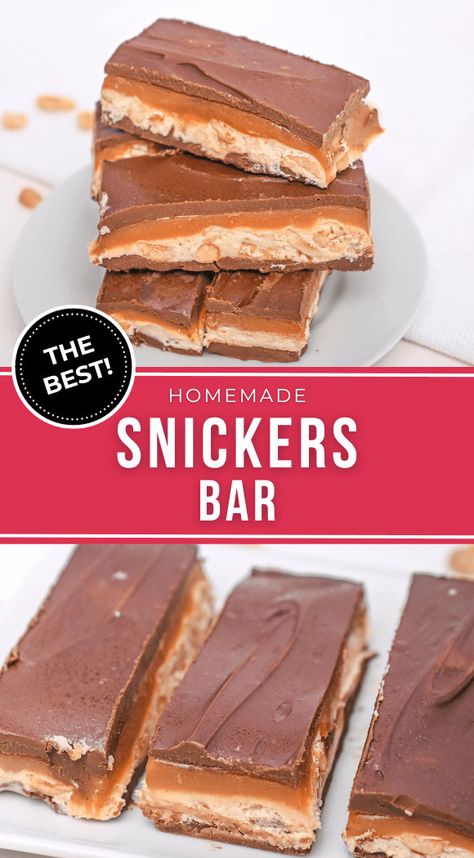 Nutrageous Candy Bar Recipe, Candy Bar Bars, Snicker Candy Bar Recipes, Diy Snickers Bar, Homemade Snickers Bars Recipe, No Bake Snickers Bars, Homemade Chocolate Candy Bars, Home Made Snickers Bars, Snicker Bars Recipe