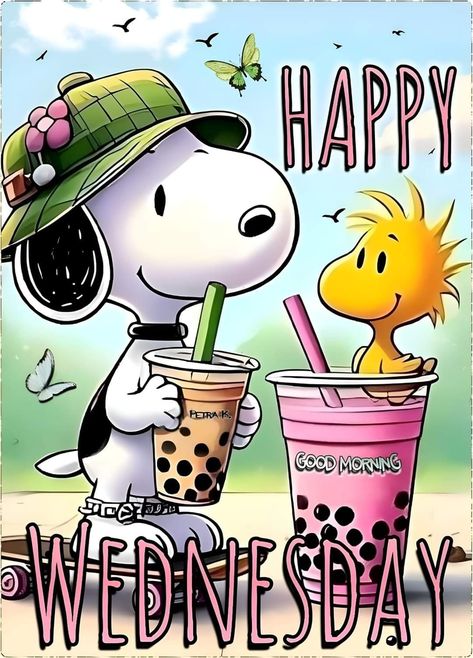 Peanuts Happy Birthday, Good Morning Team, Snoopy Friday, Happy Snoopy, Wednesday Morning Greetings, Happy Wednesday Images, Cute Picture Quotes, Hump Day Humor, Good Morning Snoopy