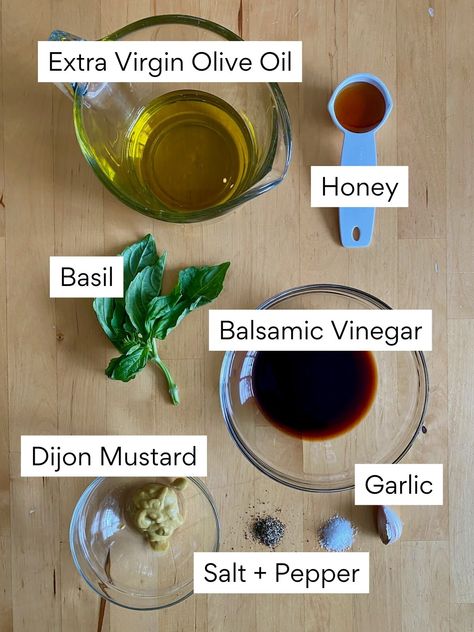 Basil Balsamic Vinaigrette (For Salad, Marinating, and More!) - Everyday Homemade Basil Balsamic Vinaigrette, Balsamic Vinegarette, Balsamic Vinaigrette Salad, Homemade Balsamic Vinaigrette, Balsamic Vinaigrette Dressing, Meat Marinade, Leafy Green Salads, Salad Dressing Recipes Homemade, Balsamic Dressing