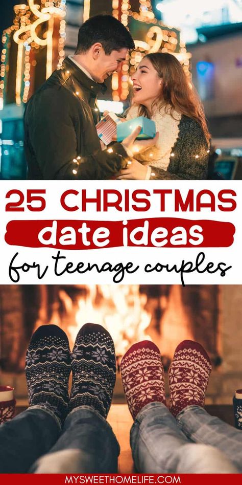 Enjoy the most wonderful time of the year with these 25 Christmas date ideas for teenage couples. Cute Christmas Couple Ideas, Christmas Dates For Couples, Teenage Love Christmas, Teenage Couple Christmas Pictures, Christmas Activities With Boyfriend, Christmas Couple Ideas Dates, Couple Christmas Activities, Couples Xmas Photoshoot, Group Date Ideas For Teenagers