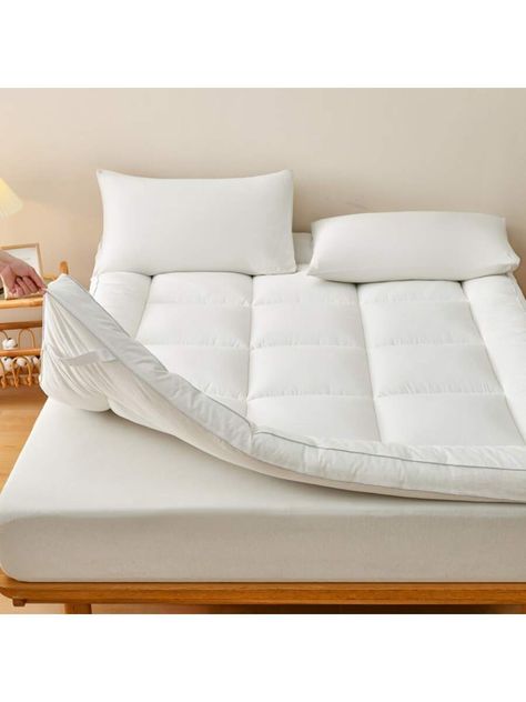 Mattress Topper Microfiber Mattress Pad Cover Quilted Mattress Cover 8-20'' Deep Fitted elastic strap Mattress Protector Down Alternative Filling Noiseless & Breathable Pillow Top WhiteI discovered amazing products on SHEIN.com, come check them out! Mattress Pad Cover, Mattress Toppers, Head Board, Sleep Environment, Mattress Cover, Mattress Pads, Healthy Sleep, Mattress Pad, Mattress Topper