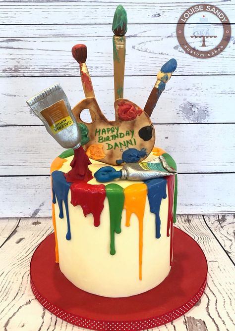 Louise Sandy - Custom Cakes Edible Paint For Cakes, Painter Cake, Cake Artwork, Art Birthday Cake, Red Birthday Cakes, Puzzle Pictures, Nursing Cake, Whiskey Cake, Artist Cake