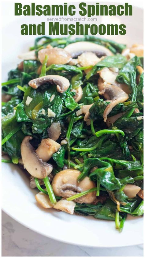 Balsamic Spinach, Spinach Side Dish, Spinach Recipes Healthy, Quick Vegetarian Recipes, Spinach And Mushrooms, Easy Side Dish, Spinach Recipes, Spinach Stuffed Mushrooms, Veggie Side Dishes