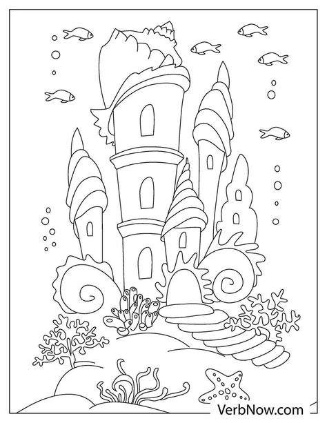 Castle15 Underwater Castle, Ocean Drawings, Mermaid Castle, Underwater Drawing, Castle Coloring Page, Tips For Drawing, Ocean Drawing, Images To Color, Castle Drawing