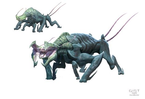 ArtStation - GIST Alien, Cory Trego-Erdner Alien Monster Concept Art, Alien Design Creature Concept, Alien Concept Art Character Design, Alien Creature Concept Art, Alien Dragon, Alien Animals, Cool Alien, Creature Inspiration, Space Video