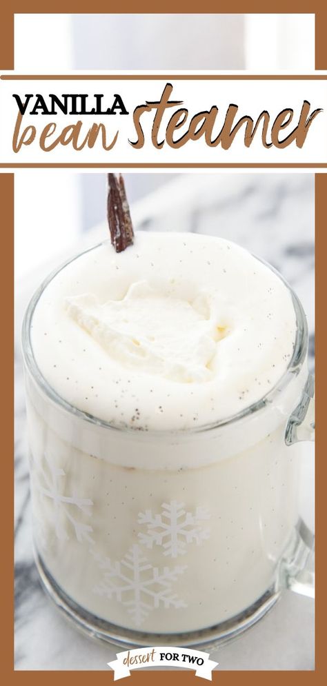 Vanilla Bean Steamer, holiday drinks for two, christmas Vanilla Steamer, Vanilla Bean Whipped Cream, Christmas Morning Recipes, Peppermint Dessert, Baileys Coffee, Smoothie Popsicles, Starbucks Vanilla, Christmas Baking Cookies, Hot Drinks Recipes