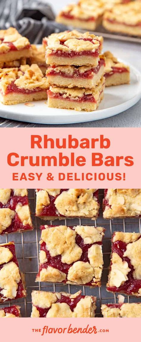 Rhubarb Shortbread Bars Recipes, Strawberry Rhubarb Shortbread Bars, Rhubarb Tarts Recipe, Strawberry Rhubarb Crumble Bars, Apple Rhubarb Crumble, Rubarbe And Apple Crumble Recipe, Rhubarb Squares Recipes, Raspberry And Rhubarb Recipes, Apple And Rhubarb Recipes