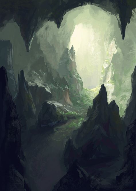 Link goes to a YouTube where I have a speed painting of how I illustrate caves, Cave Sketch, Landscape Animation, Digital Art Landscape, Cave Drawings, Art Animation, Landscape Concept, 다크 판타지, Landscape Background, Cave Paintings