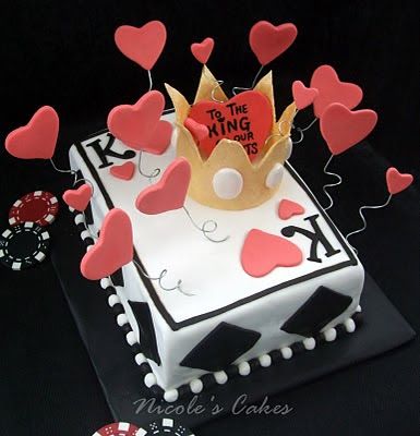 Confections, Cakes & Creations!: 'King of Hearts' Cake King Of Hearts Birthday Theme, Hennessy Party, Hearts Cake, Chocolate Walnut Fudge, Casino Birthday, 2 Daughters, Hearts Playing Cards, Casino Theme Party Decorations, Rum Balls