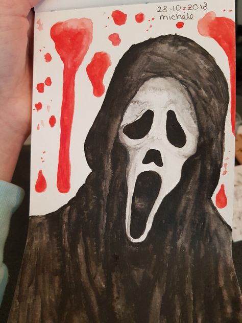 Ghostface Watercolor, Ghostface Sketch, Ghost Face Drawing, Ghostface Drawing, Gacha Reference, Sketches Ideas, Sketchbook Drawings, Face Sketch, Ghost Face