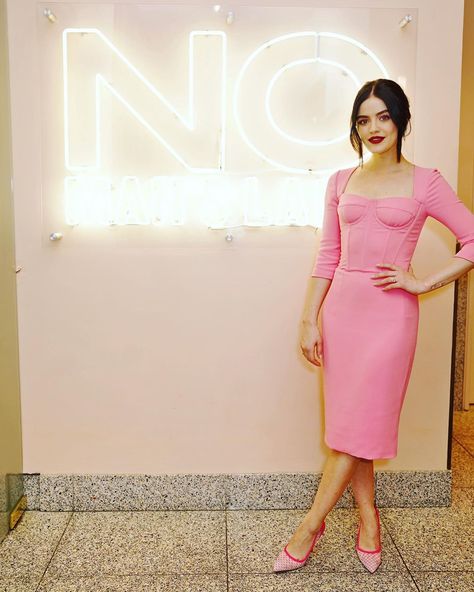 Lucy Hale Dress, Lucy Hale Outfits, Hot Pink Pumps, Lucy Hale Style, Katy Keene, Paige Evans, Bridget Jones, Go To New York, The Wing