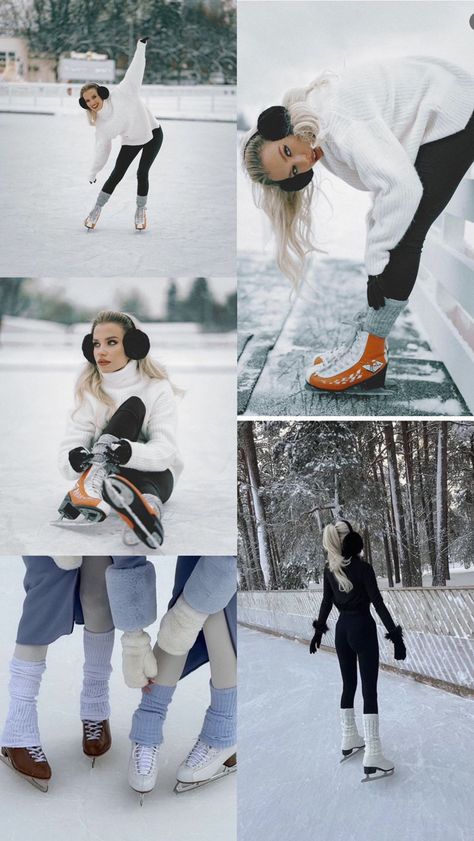 Ice Skating Photoshoot Ideas, Outfit Schlittschuhlaufen, Ice Skating Photo Ideas, Ice Skating Photoshoot, Ice Skating Photography, Ice Skating Pictures, Skating Pictures, Ice Rink, Winter Photos