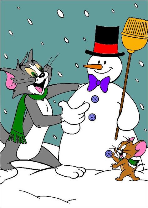 Cartoon Snowman | Tom And Jerry's Christmas Wallpaper by FavoriteArtMan Super Sonic Wallpaper, Cartoon Christmas Cards, Tom And Jerry Kids, Sonic Wallpaper, Tom And Jerry Pictures, Christmas Cartoon Characters, Tom Et Jerry, Disney Toms, Best Cartoons Ever