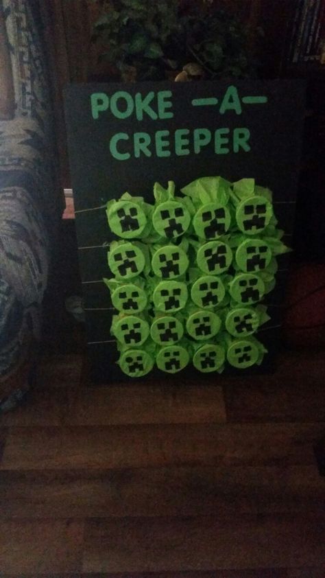 Minecraft Halloween Birthday Party, Minecraft Decorations Party Birthday Ideas, Birthday Minecraft Ideas, Pokemon Minecraft Birthday Party, Poke A Creeper Game, Minecraft Zombie Birthday Party, Minecraft Party Ideas Diy, Diy Minecraft Decorations Parties, Minecraft Nether Birthday Party