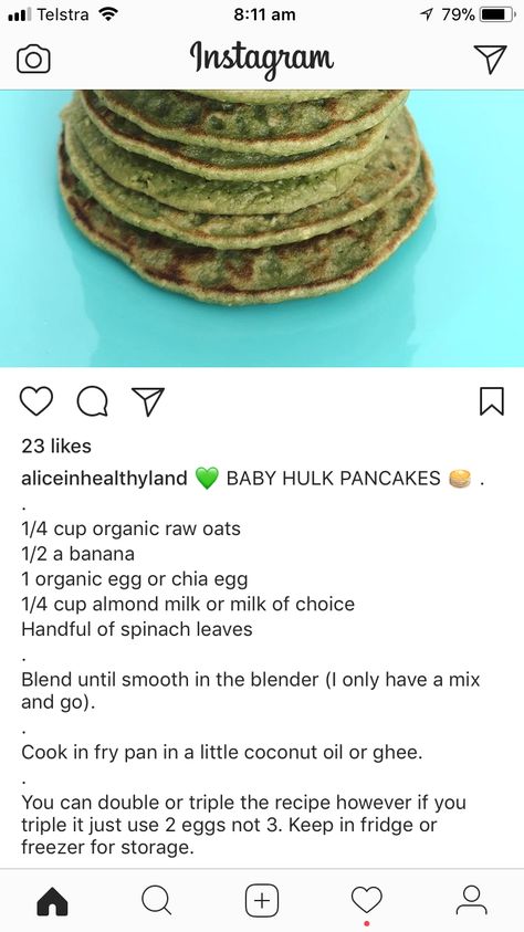 Baby hulk pancakes Hulk Pancakes Recipe, Simple Baby Pancakes, Hulk Pancakes, Ditch Baby Pancake, Toddler Spinach Pancakes, Weaning Meals, Banana Avocado Pancakes Baby, Gym Meals, Balanced Food