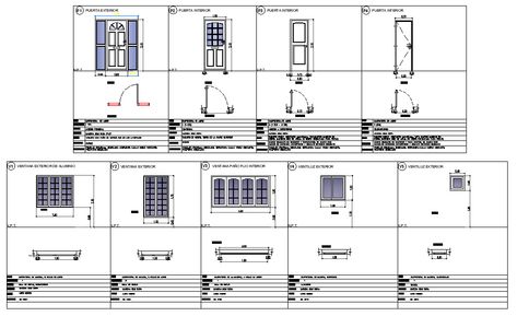 Door and window schedule plan detail dwg file, dimension detail, naming detail, plan and elevation detail, specification detail, single door detail, double door detail, etc. Architect Data, Plan And Elevation, Window Blocks, Door And Window Design, Door Design Ideas, Cad Library, Door Plan, Elevation Plan, Autocad Blocks