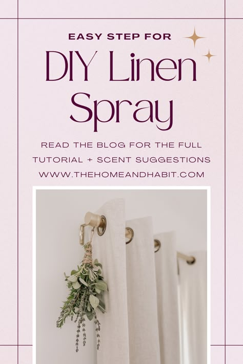 Create your own essential oil linen spray with our comprehensive guide. "DIY Linen Spray: Freshen Your Home with Essential Oils" provides a foolproof recipe and tips for crafting a non-toxic room and linen spray. Learn how to customize scents and use your spray effectively throughout your home. Ready to elevate your home's ambiance naturally? Read our blog post now and start your DIY linen spray journey. #DIYLinenSpray #EssentialOilDIY #FreshHome #NaturalLiving #NonToxicLinenSpray # LinenSpray # Diy Essential Oil Linen Spray, Essential Oils Fabric Freshener, Natural Linen Spray Diy, Diy Disinfecting Spray For Fabric, Room And Linen Spray Recipe, Homemade Linen Spray Essential Oils, Sheet Spray Essential Oils, Diy Clothes Spray, Natural Fabric Spray