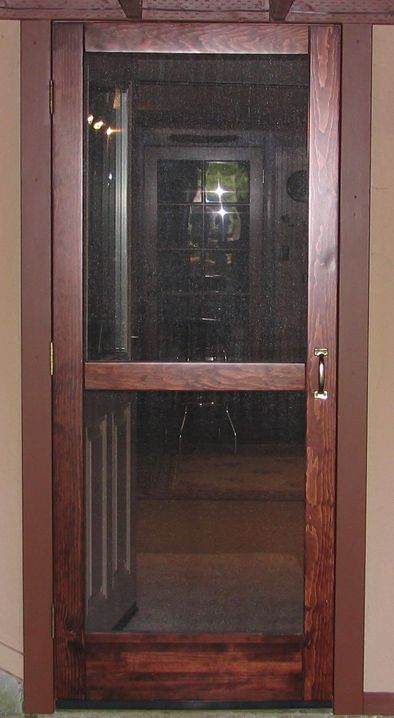 Screen Door Projects, Wood Storm Doors, Old Screen Doors, Wood Screen Door, Wooden Screen Door, Diy Screen Door, Mountain Home Exterior, Security Screen Door, Door Design Photos