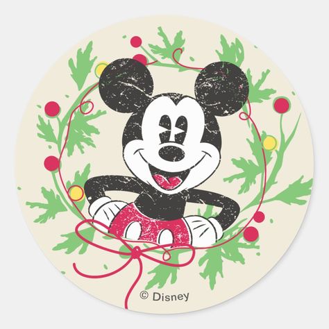 Mickey Mouse Christmas Wreath, Bauble Ideas, Disney Merry Christmas, Mouse Christmas, Merry Christmas Happy Holidays, Mickey Christmas, Mickey Mouse Christmas, Mickey Y Minnie, Vintage Mickey Mouse